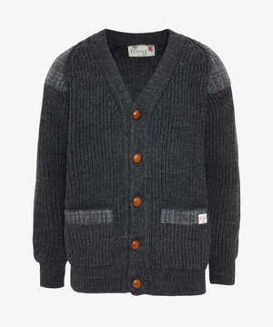 Brittisk Ullkofta i 100% Ull med Harris Tweed - Mörkgrå