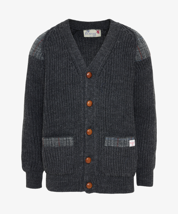 Brittisk Ullkofta i 100% Ull med Harris Tweed - Mörkgrå