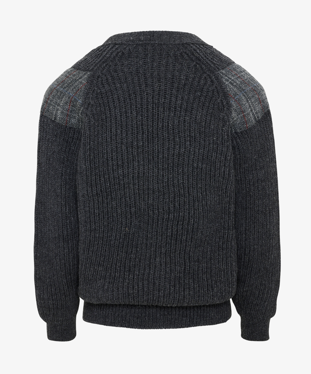 Brittisk Ullkofta i 100% Ull med Harris Tweed - Mörkgrå