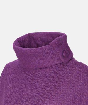 Poncho i 100% irländsk ull – Mörklila