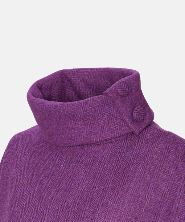 Poncho i 100% irländsk ull – Mörklila