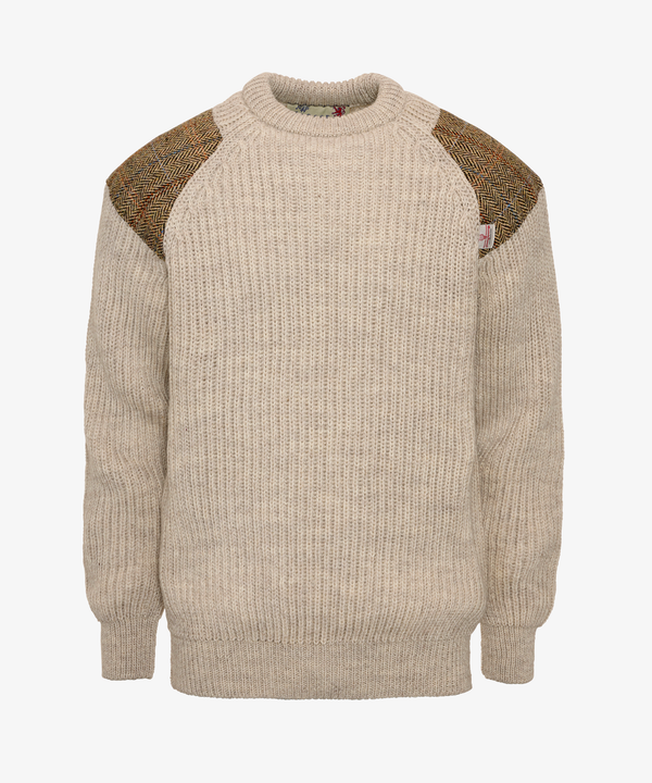 Värmande Ulltröja för Herr med Harris Tweed-detaljer