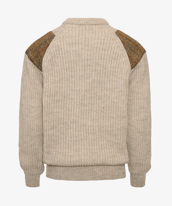 Värmande Ulltröja för Herr med Harris Tweed-detaljer