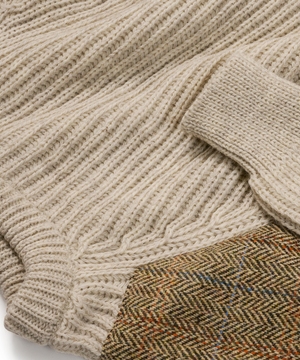 Värmande Ulltröja för Herr med Harris Tweed-detaljer