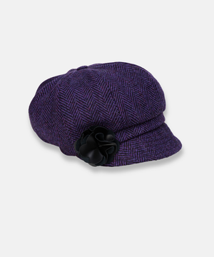 Newsboy Cap i 100% ull – Lila melerad