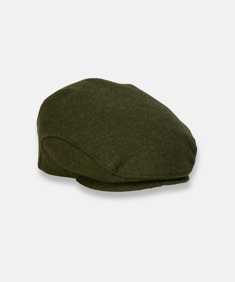 Trinity Tweedkeps i 100 % Ull – Klassisk Flat Cap i Olivgrön Tweed