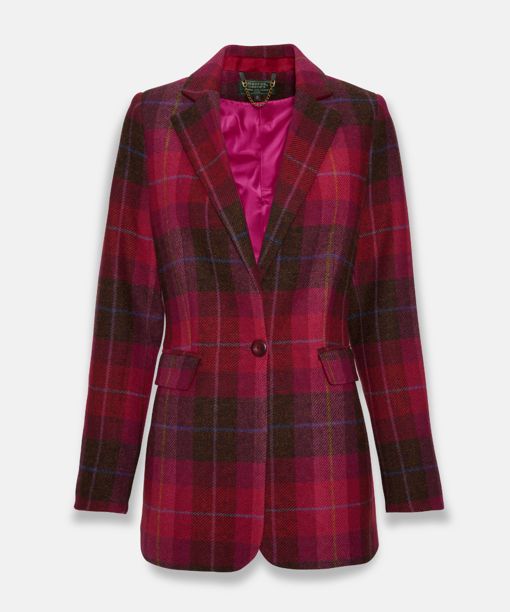 Irish Ullkavaj i Klassisk Tartan - Rosarutig