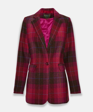 Irish Ullkavaj i Klassisk Tartan - Rosarutig