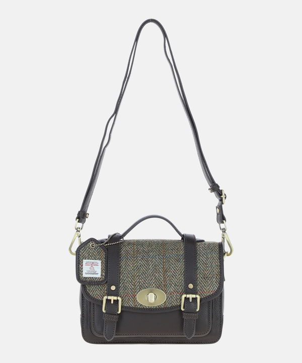 Satchel Väska i Harris Tweed – Grön/brun/svart