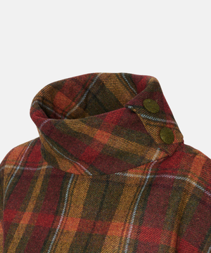 Poncho i 100% irländsk ull – Höstrutig