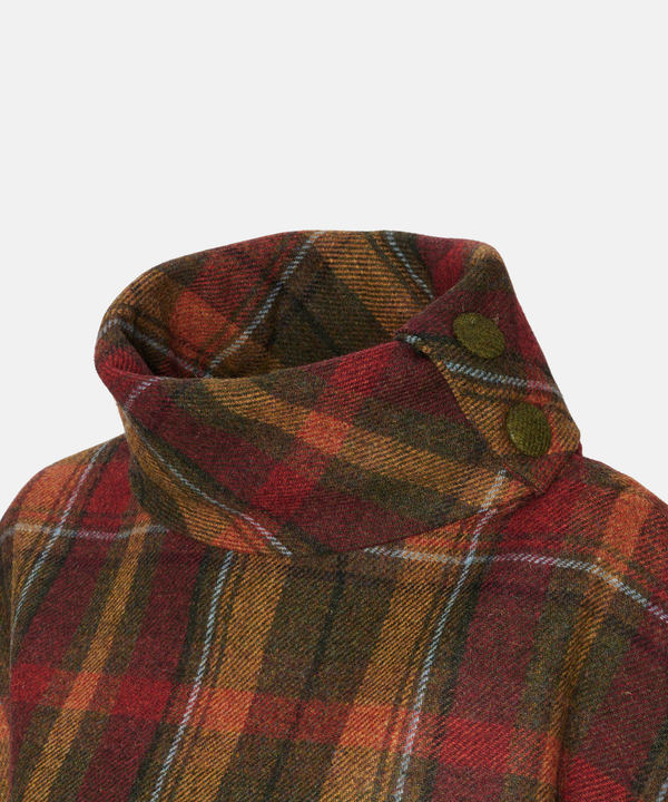 Poncho i 100% irländsk ull – Höstrutig