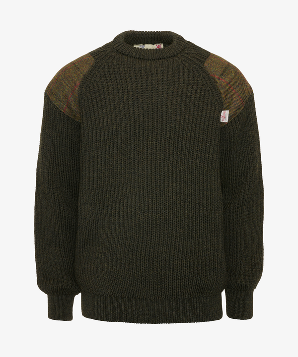 Chunky Ulltröja med Harris Tweed-detaljer - Grön