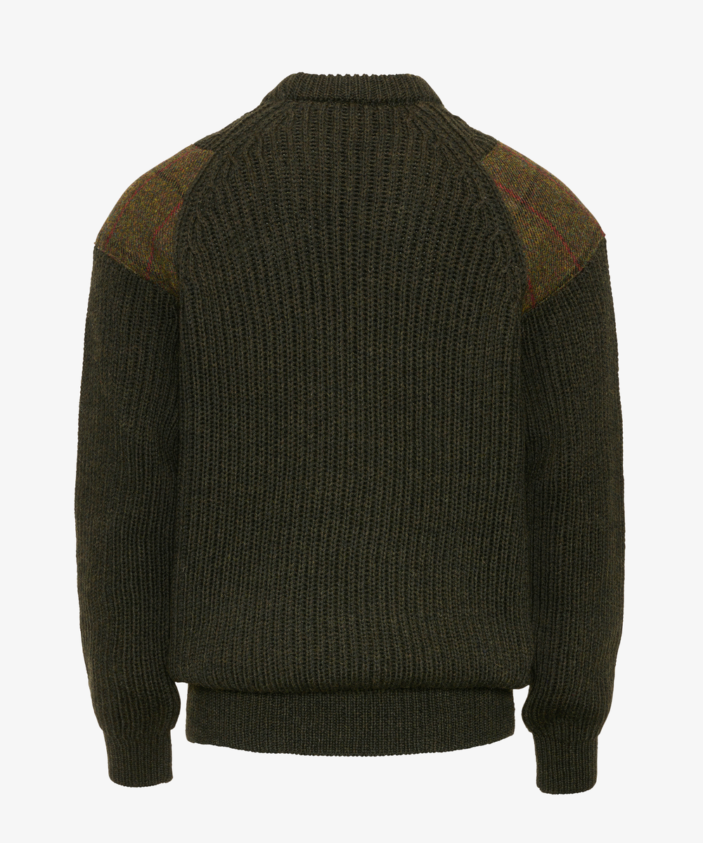 Chunky Ulltröja med Harris Tweed-detaljer - Grön