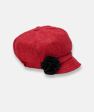 Newsboy Cap i 100% ull – Röd melerad