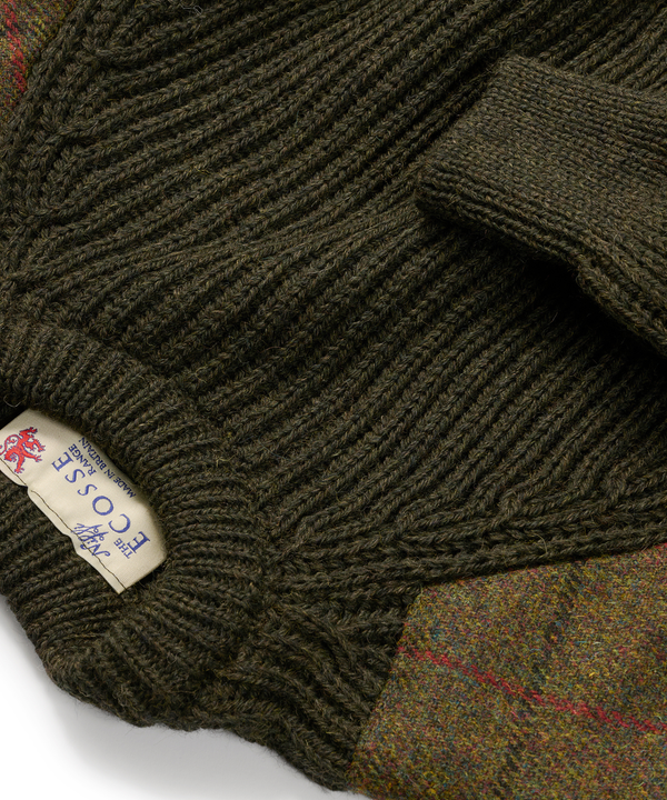 Chunky Ulltröja med Harris Tweed-detaljer - Grön
