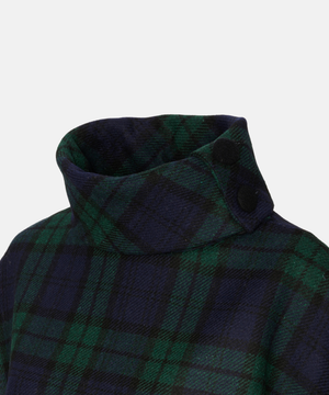 Poncho i 100% irländsk ull – Grön/blå