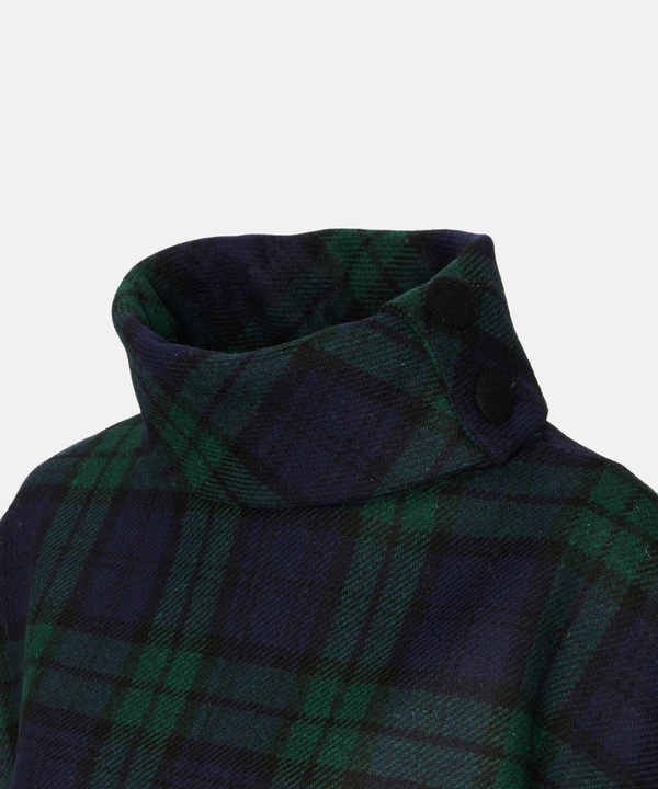Poncho i 100% irländsk ull – Grön/blå