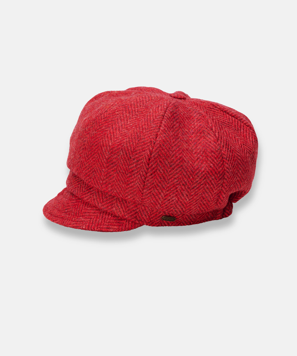 Newsboy Cap i 100% ull – Röd melerad