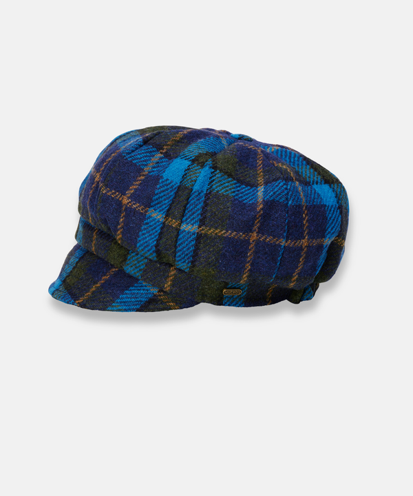 Newsboy Cap i 100% ull – Blå rutig tartan