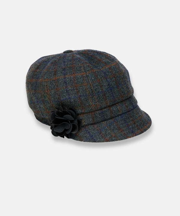 Newsboy Cap i 100% ull – Grå/blå melerad
