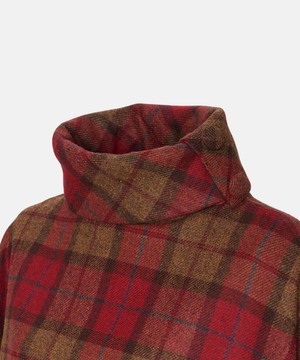 Poncho i 100% irländsk ull – Röd/brun