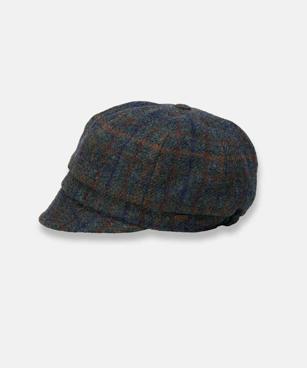 Newsboy Cap i 100% ull – Grå/blå melerad