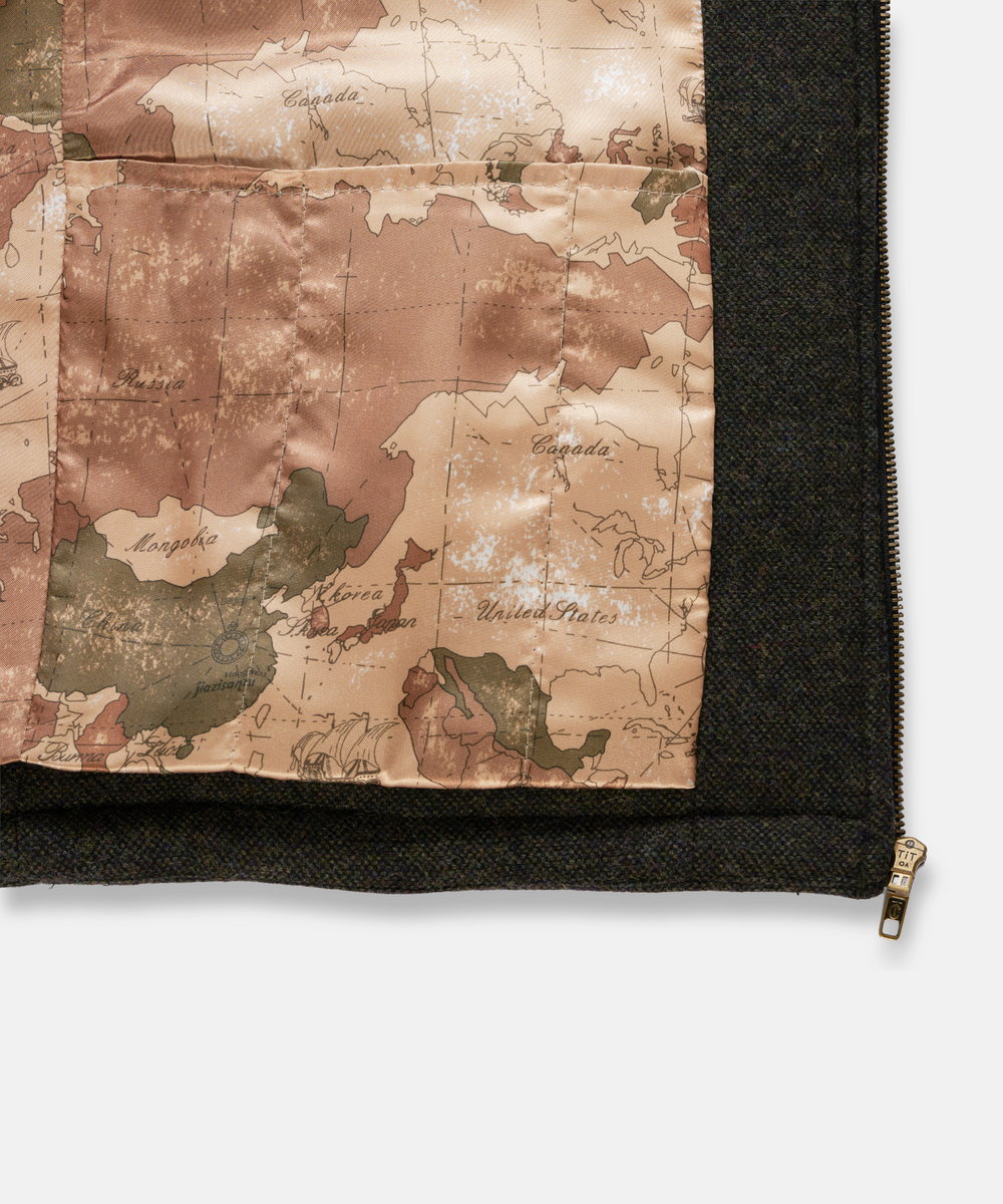 Värmande Tweedväst för herr - Mörkgrön