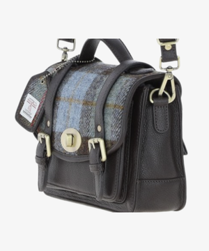 Läder- & Harris Tweed Satchelväska med Twist Lock