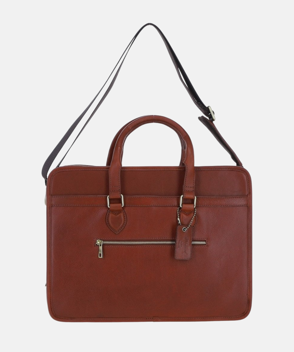 Stor Portfölj i Läder, Ljusbrun