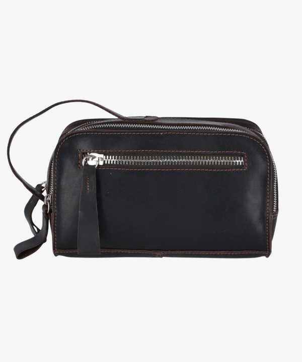 Lädernecessär i Oily Hunter Leather, Brun