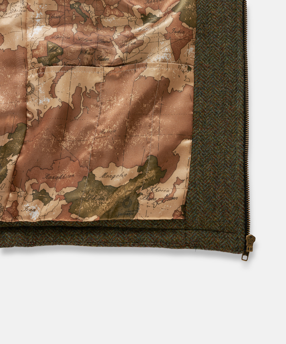 Värmande Tweedväst för herr - Mossgrön