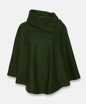 Poncho i 100% irländsk ull – Djupgrön