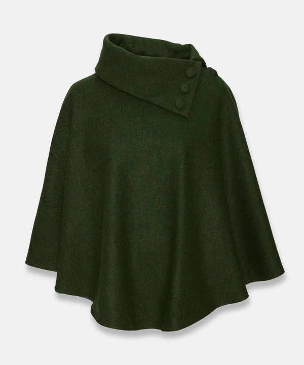 Poncho i 100% irländsk ull – Djupgrön