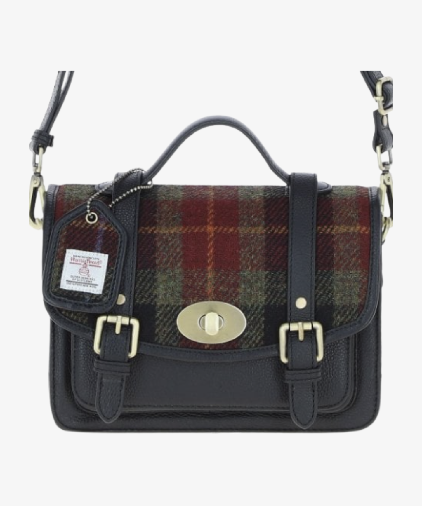 
                  
                    Läder- & Harris Tweed Satchelväska med Twist Lock
                  
                