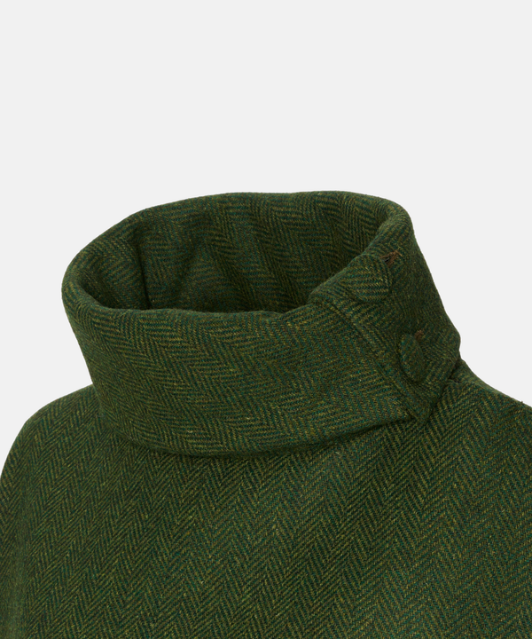 Poncho i 100% irländsk ull – Djupgrön