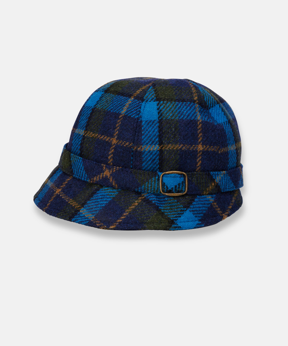Klassisk Flapperhatt i Tweed - Blårutig