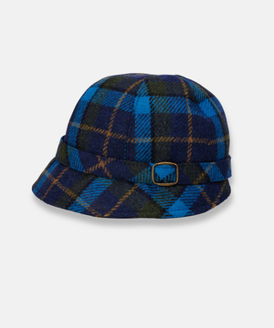 Klassisk Flapperhatt i Tweed - Blårutig