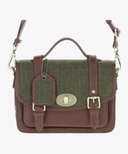 Läder- & Harris Tweed Satchelväska med Twist Lock