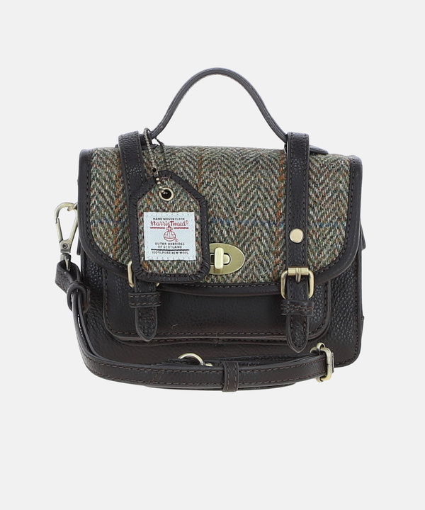 Satchel Väska i Harris Tweed – Grön/brun/svart