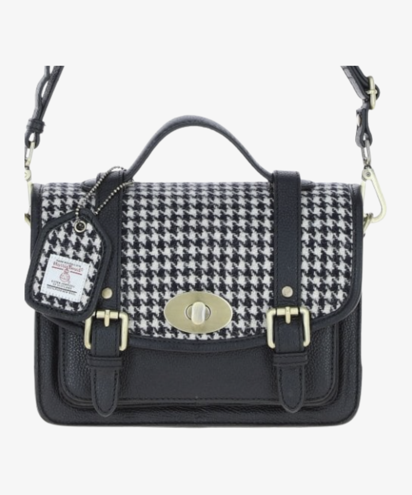 
                  
                    Läder- & Harris Tweed Satchelväska med Twist Lock
                  
                