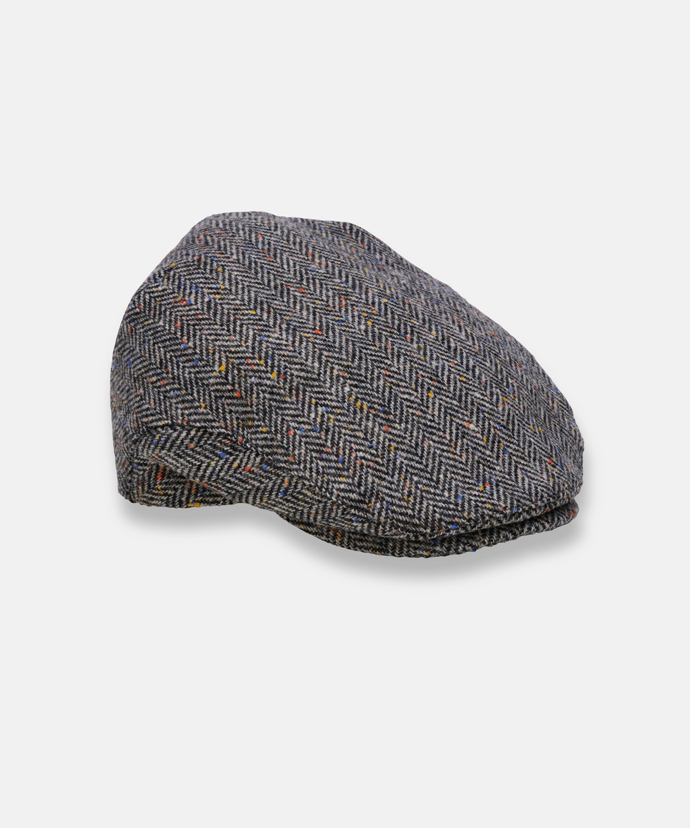 Trinity Tweedkeps i 100 % Ull – Klassisk Flat Cap i Grå Fiskben