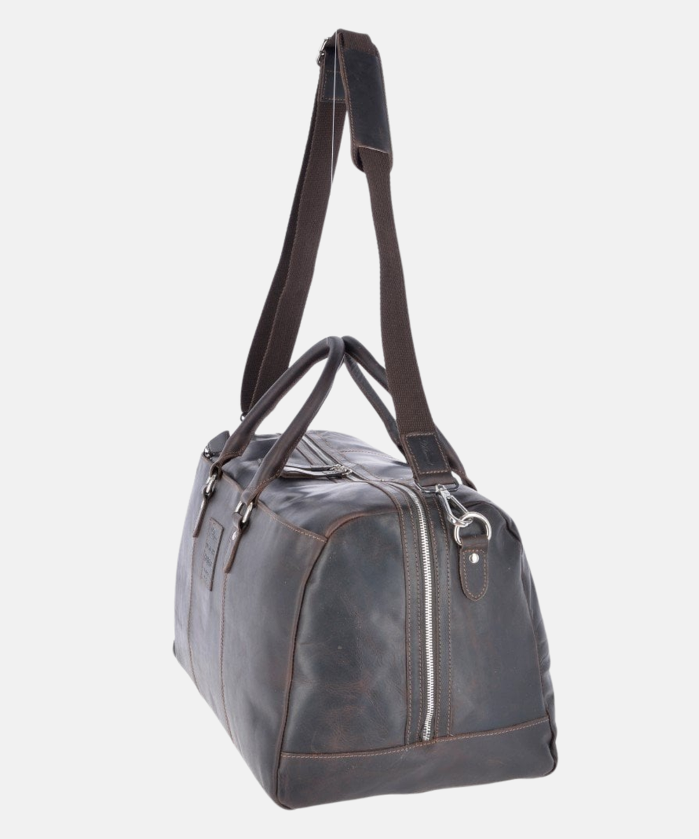 Stor Weekendväska i Oily Hunter Läder, Brun