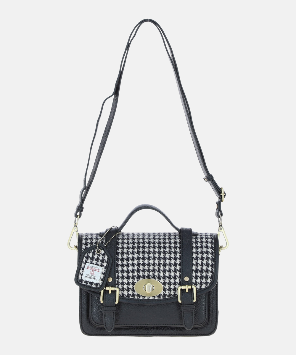 Satchel Väska i Harris Tweed – Svart/vit