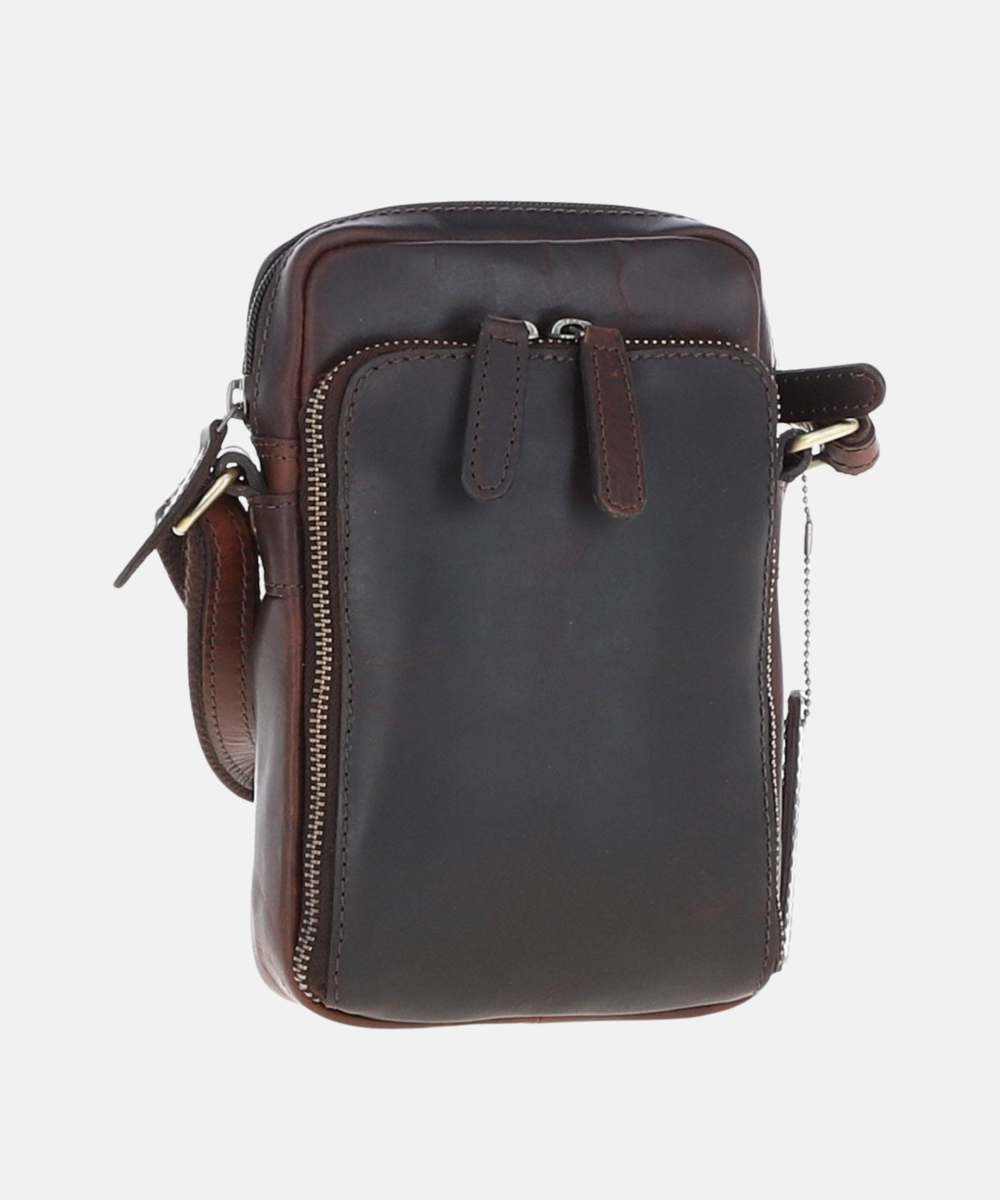 Läder Crossbody Mobilväska, Brun