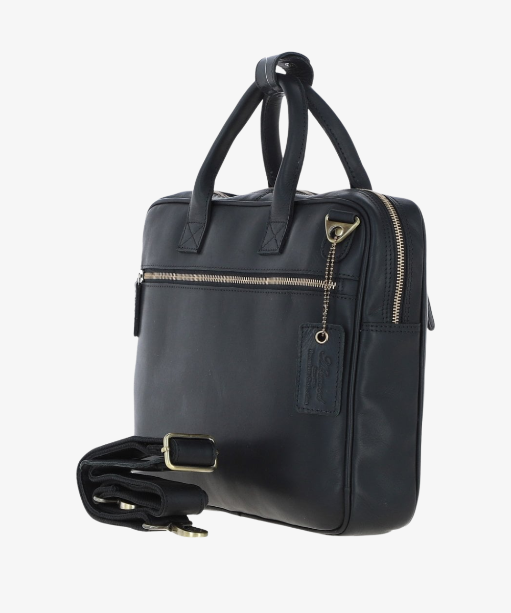 Brittisk Portfölj i Läder för 16–17 tum - Svart