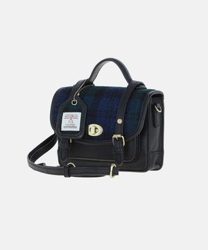 Satchel Väska i Harris Tweed – Marinblå / Grön