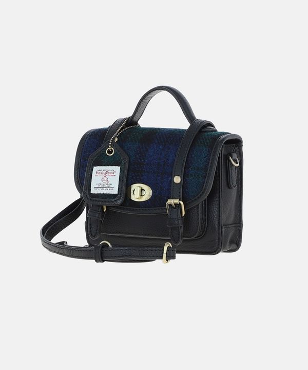 Satchel Väska i Harris Tweed – Marinblå / Grön