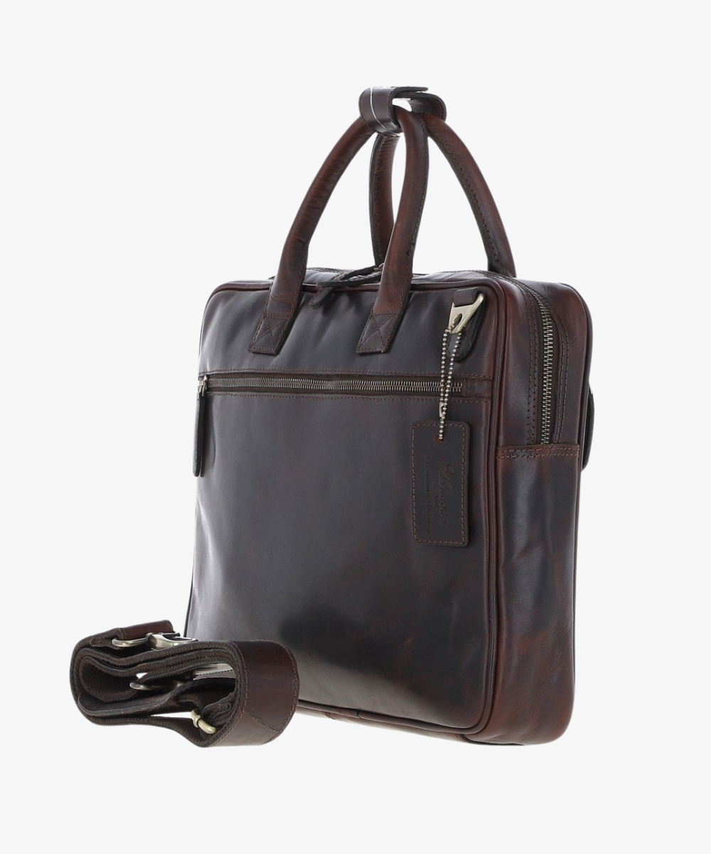 Brittisk Portfölj i Läder för 16–17 tum - Mörkbrun