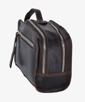 Lädernecessär i Oily Hunter Leather, Brun