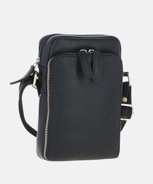 Läder Crossbody Mobilväska, Svart